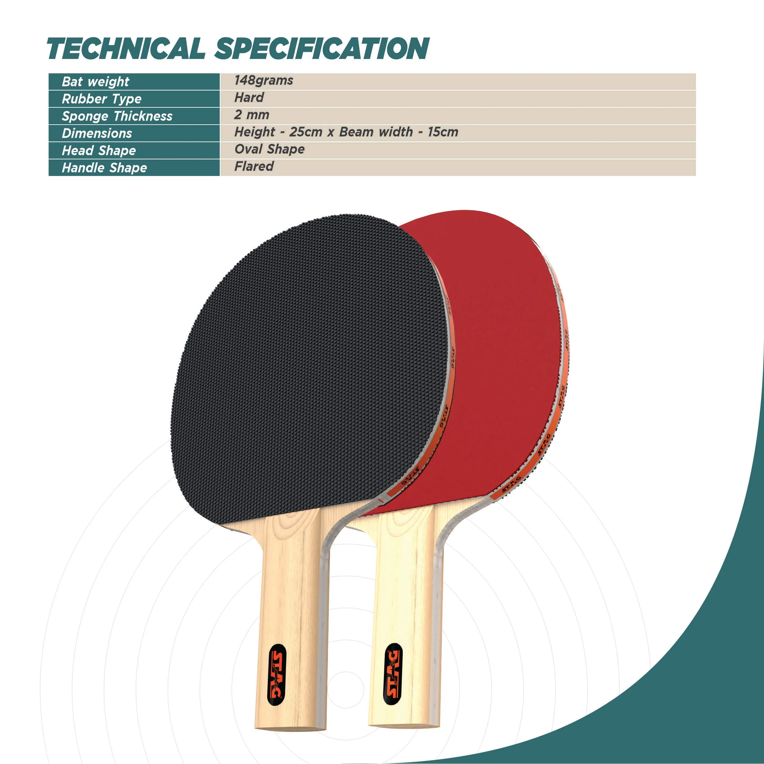 1 Star Table Tennis Playset (2 Racquets & 3 Balls) (Orange Ball) | (Model: 1 Star Playset)