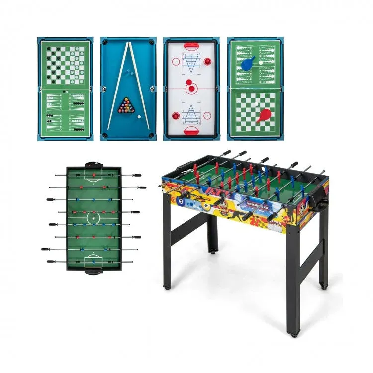 12-in-1 Combo Game Table Set with Foosball, Air Hockey, Pool, Chess and Ping Pong