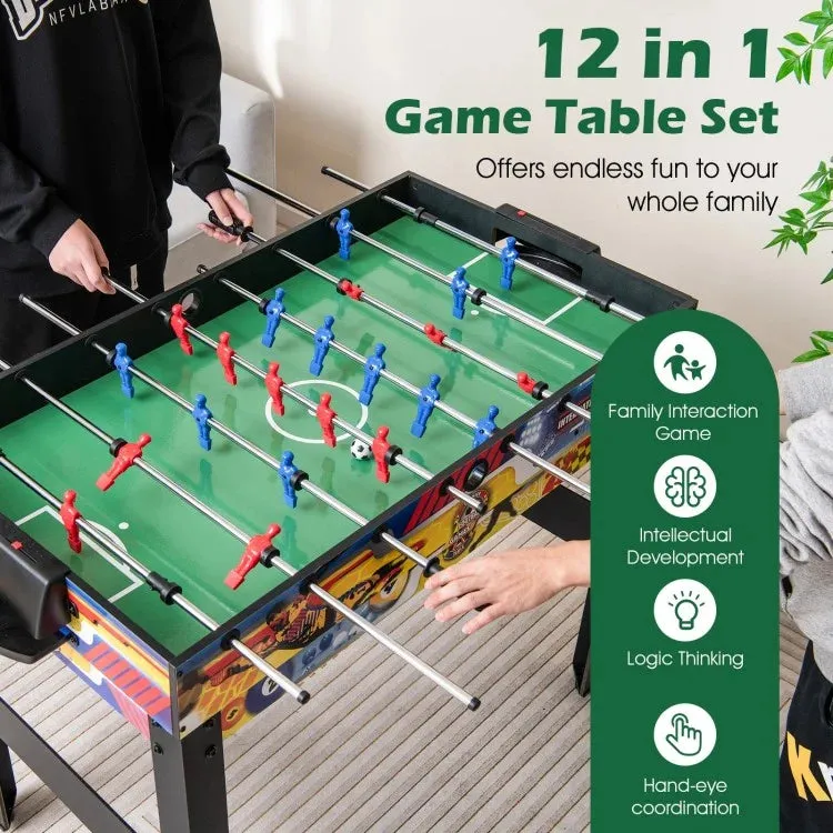 12-in-1 Combo Game Table Set with Foosball, Air Hockey, Pool, Chess and Ping Pong