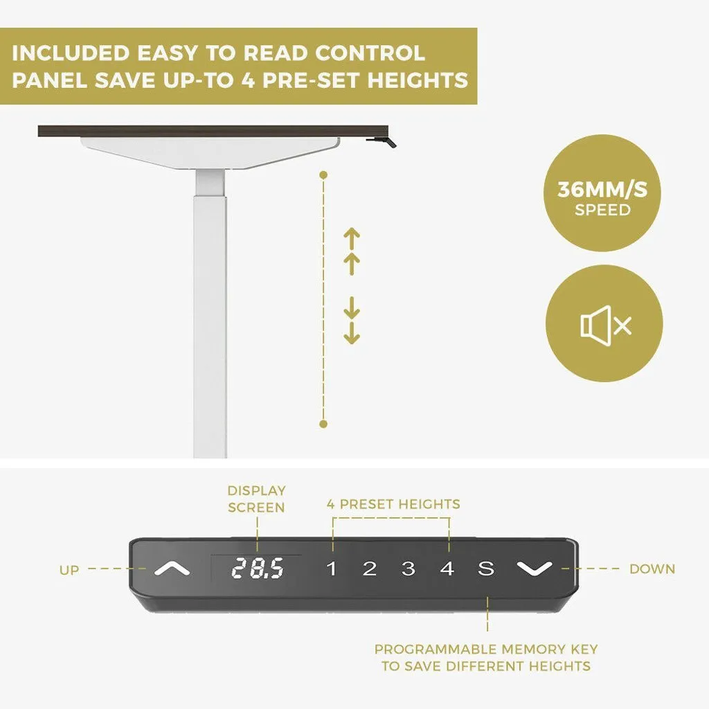 120cm Electric Standing Desk Height Adjustable Sit Stand Workstation Motorised Dual Motors Frame Top