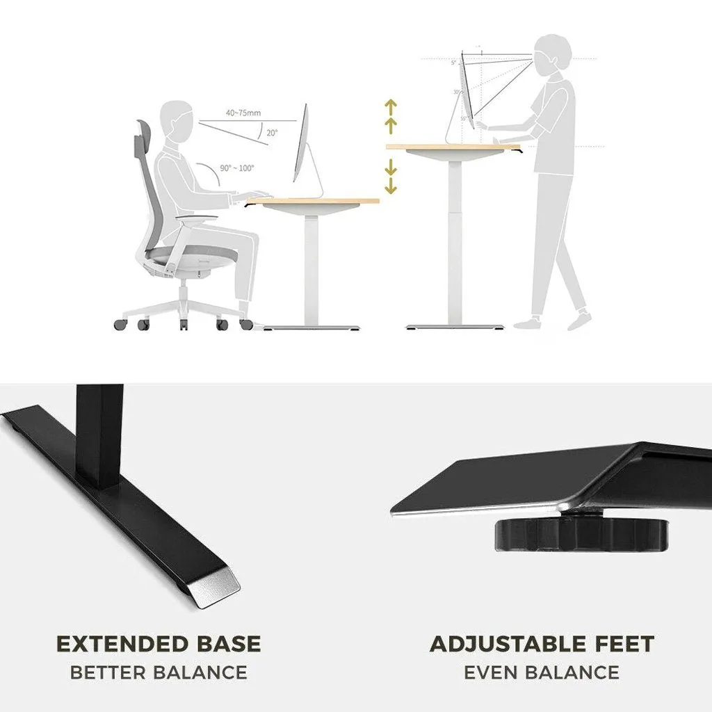 120cm Electric Standing Desk Height Adjustable Sit Stand Workstation Motorised Dual Motors Frame Top