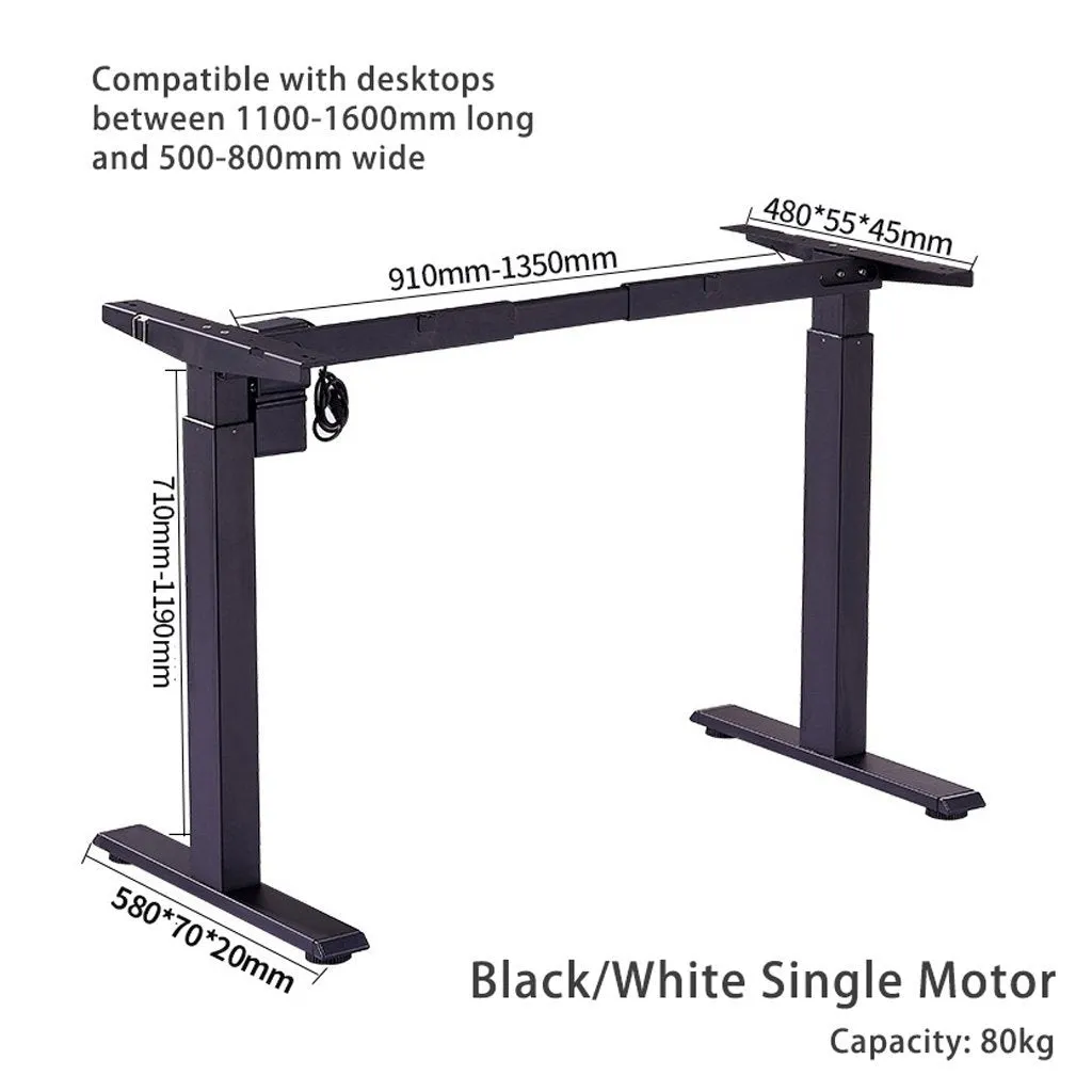 120cm Electric Standing Desk Height Adjustable Sit Stand Workstation Motorised Single Motor Frame Top