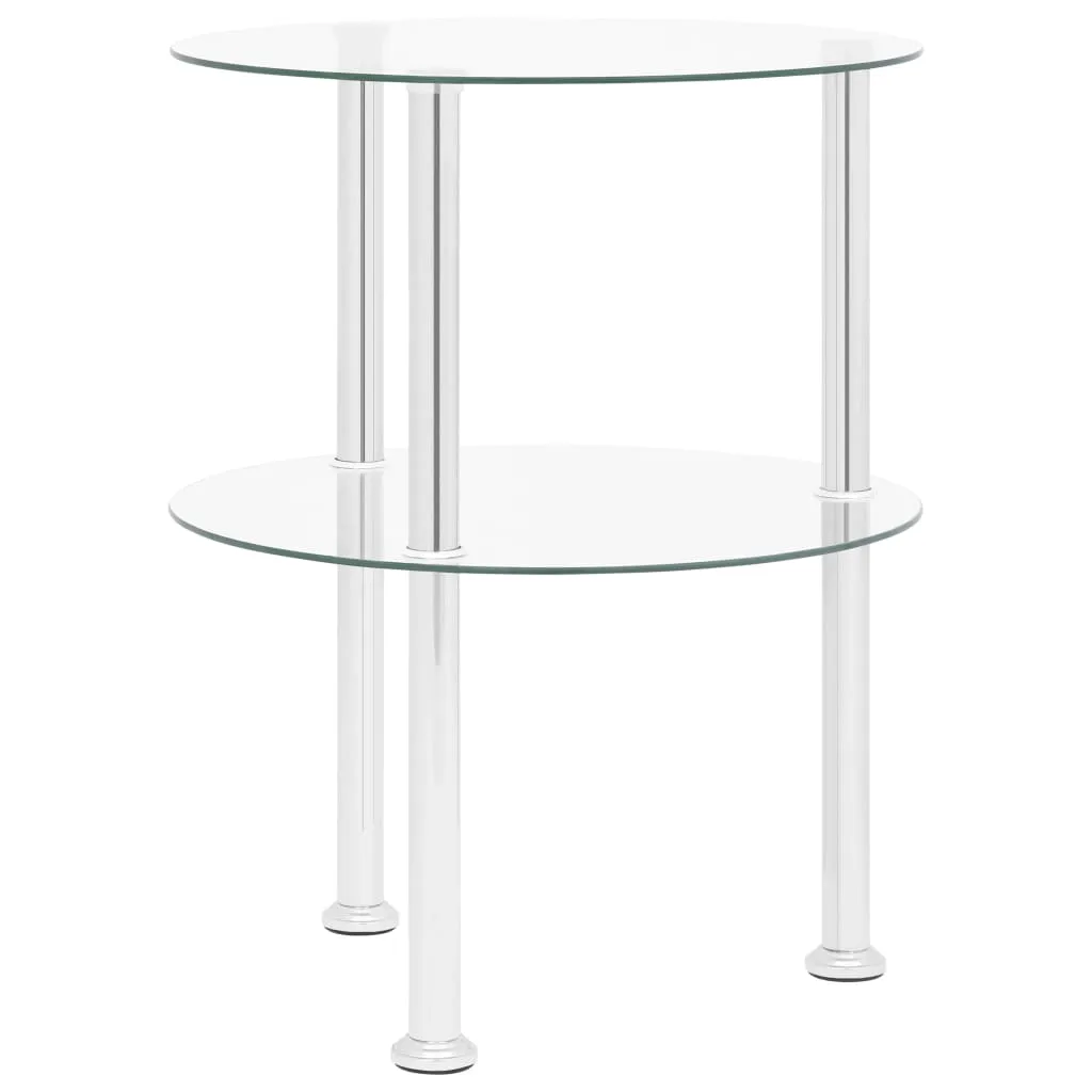 2-Tier Side Table Transparent 38 cm Tempered Glass