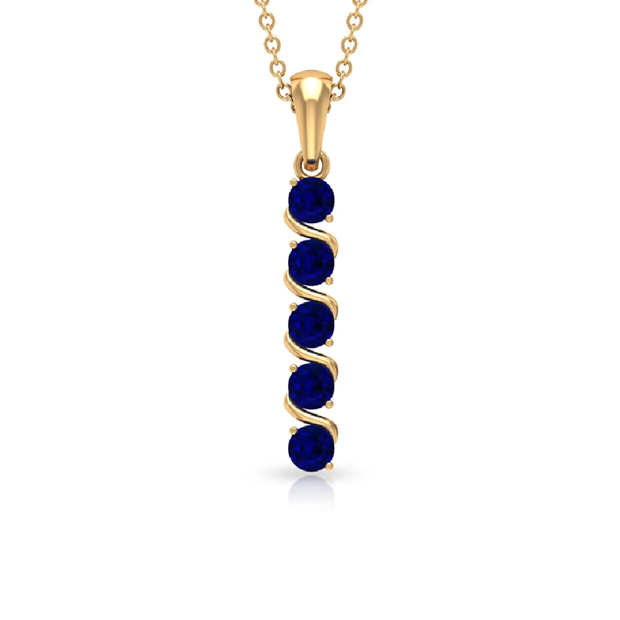 2.75 CT Lab Created Blue Sapphire Bar Pendant and Earrings Set