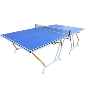 9ft Mid-Size Table Tennis Table Foldable & Portable Ping Pong Table Set for Indoor Games with Net, 2 Table Tennis Paddles and 3 Balls