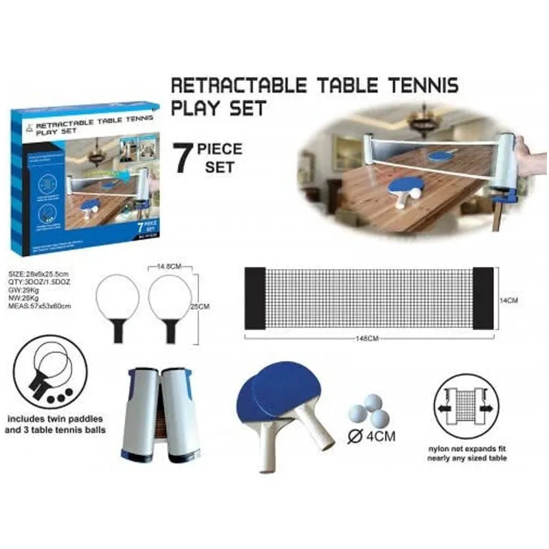 Adjustable Table Tennis Play Set | 7 Piece Set