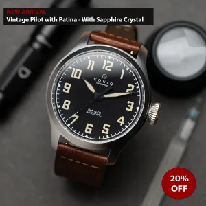 [Advanced level] - 44mm Plated 925 Silver Big Pilot Watch | Vintage Pilot watch with Patina | Aging experience (Miyota 82S0)