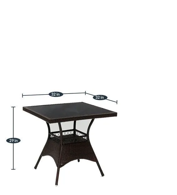 Anj Outdoor Patio Seating Set 4 Chairs and 1 Table Set (Dark Brown)