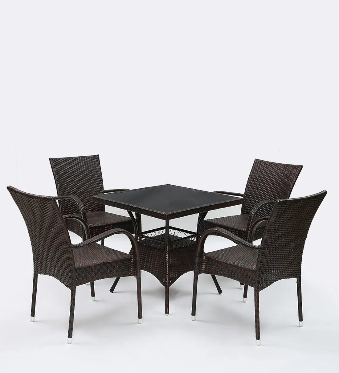 Anj Outdoor Patio Seating Set 4 Chairs and 1 Table Set (Dark Brown)