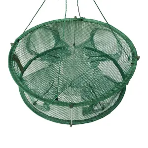 Automatic Folding Fish Net With Support Rod Fishing Cage Lobster Net Fishing Gear, Color: 4 Holes Green