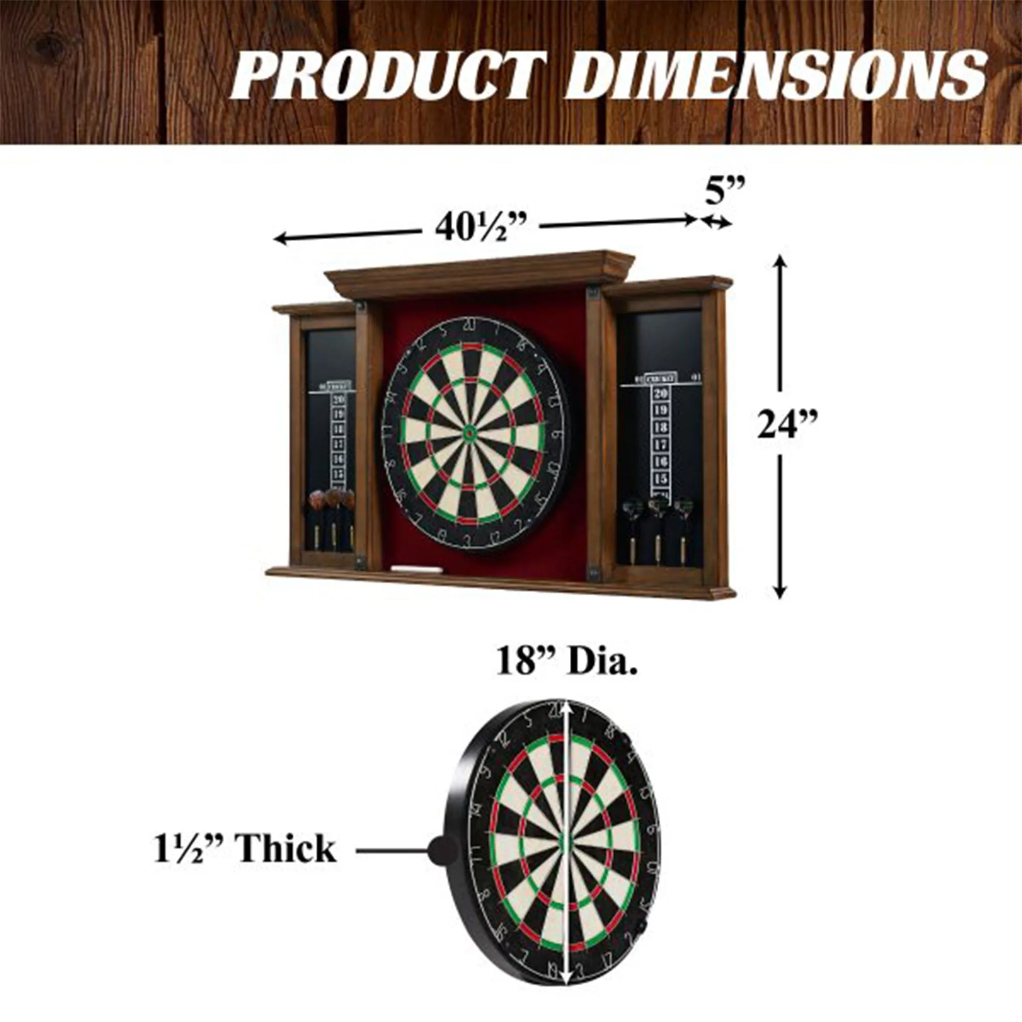 Barrington Billiards 18" Sherwood Premium Dartboard Cabinet Set with Darts(Used)