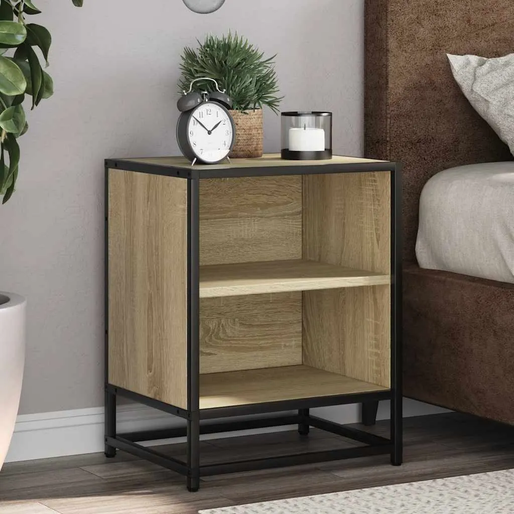 Bedside Cabinets 2 pcs Sonoma Oak 40x31x50 cm Engineered Wood and Metal