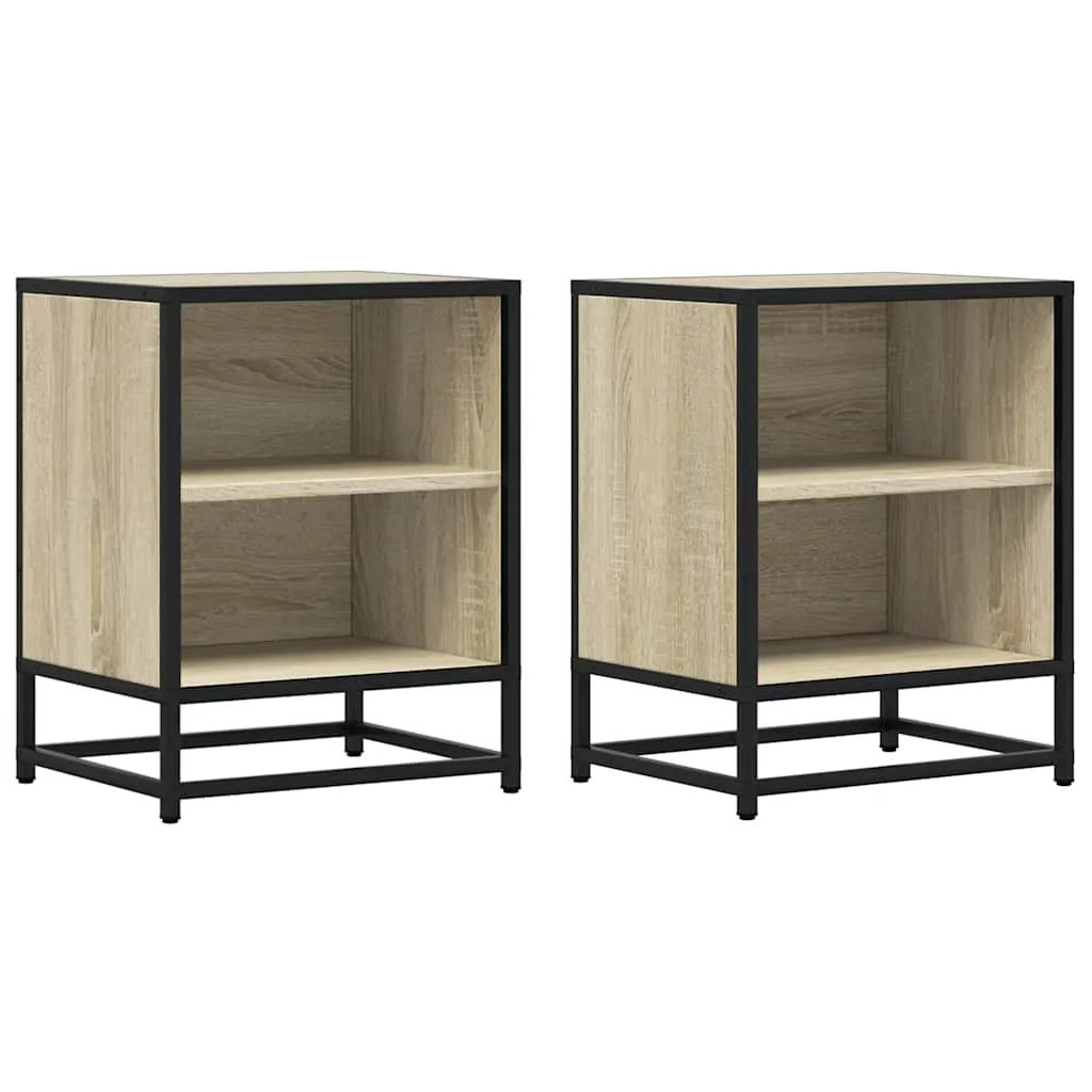 Bedside Cabinets 2 pcs Sonoma Oak 40x31x50 cm Engineered Wood and Metal