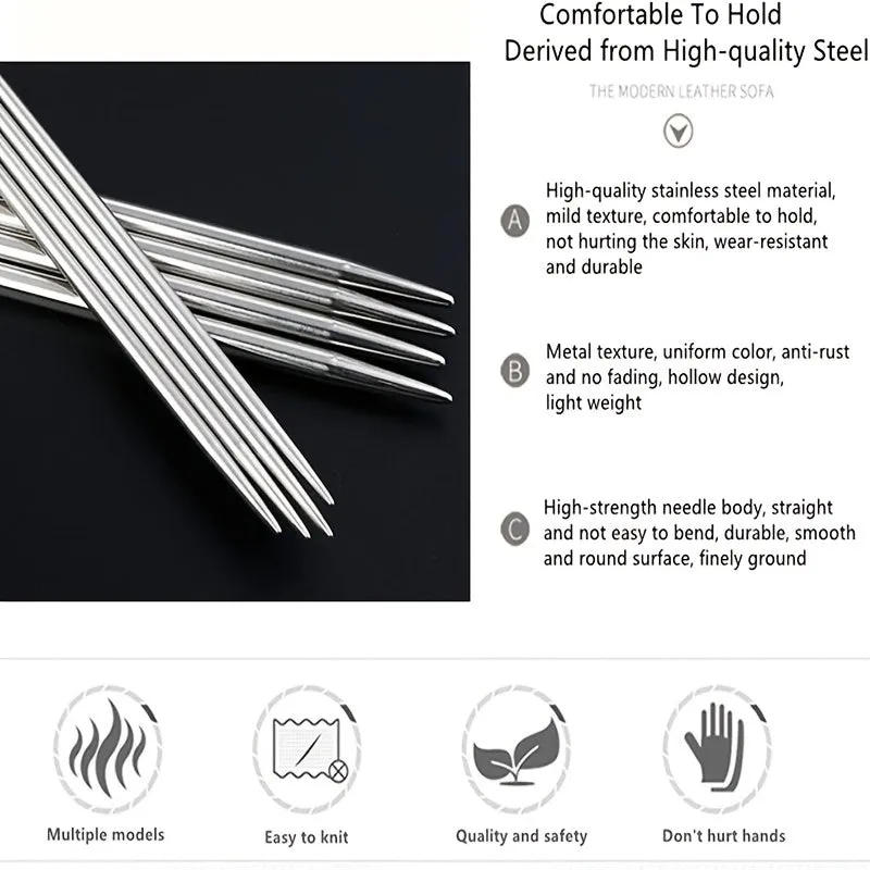 Beginners Stainless Steel Single Point Knitting Needles Set 28mm