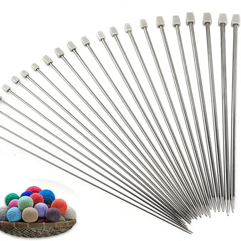 Beginners Stainless Steel Single Point Knitting Needles Set 28mm