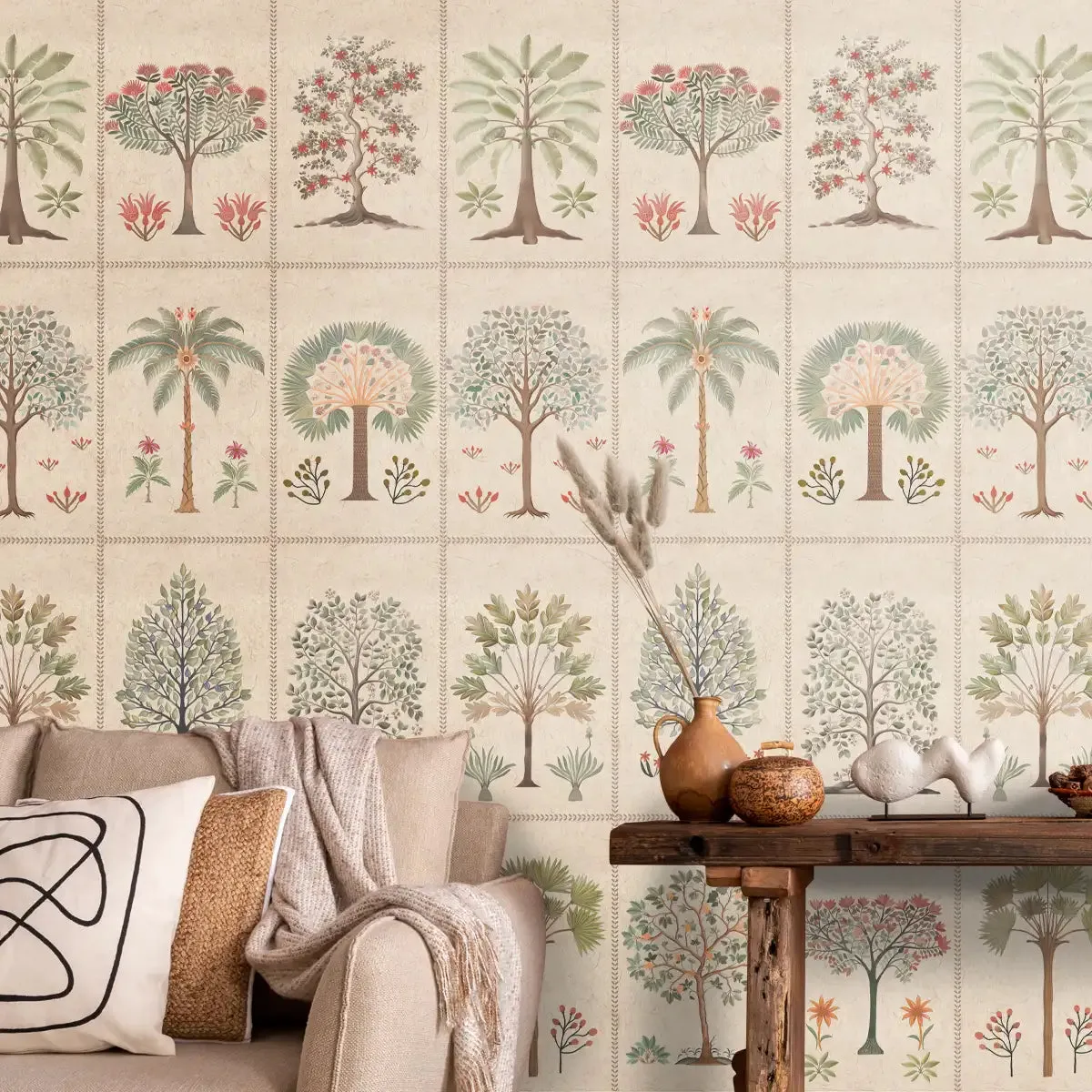 Beige Botanical Bliss wallpaper Customised for Walls