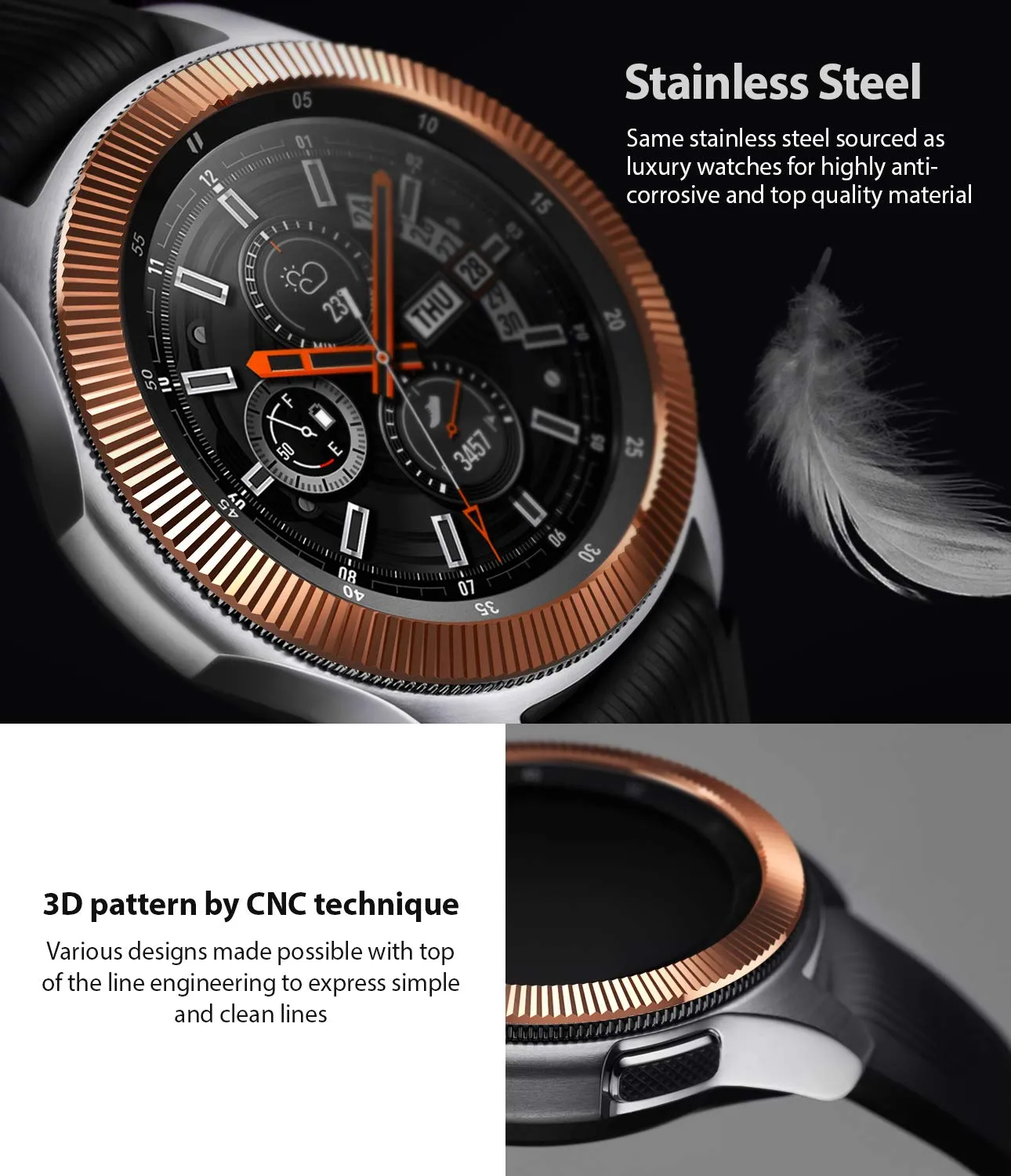 Bezel Styling for Galaxy Watch 46mm / Galaxy Gear S3 Frontier - [Stainless Steel]