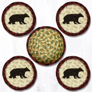 Cabin Bear Coaster Set With Basket