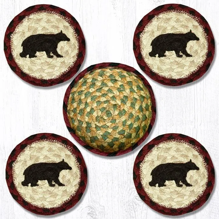 Cabin Bear Coaster Set With Basket