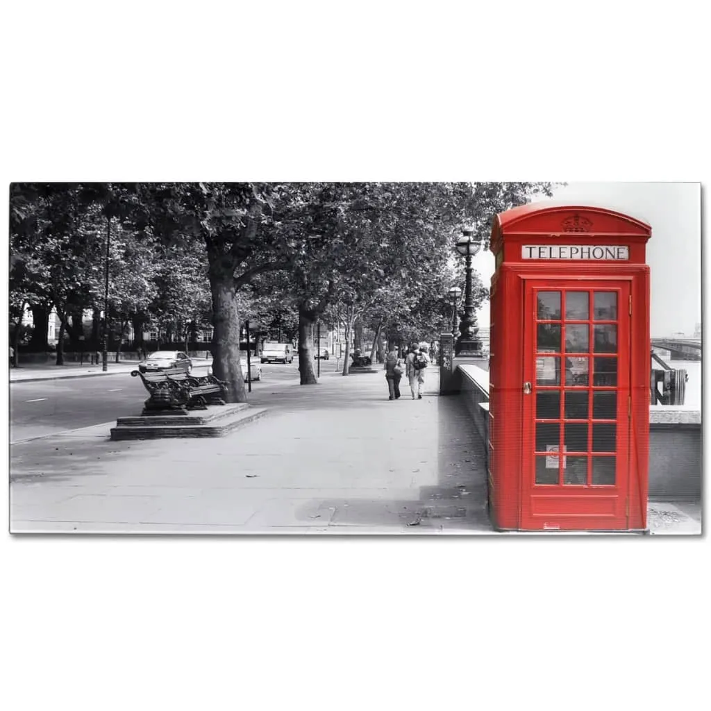 Coffee Table with Telephone Booth Printing Glass Top