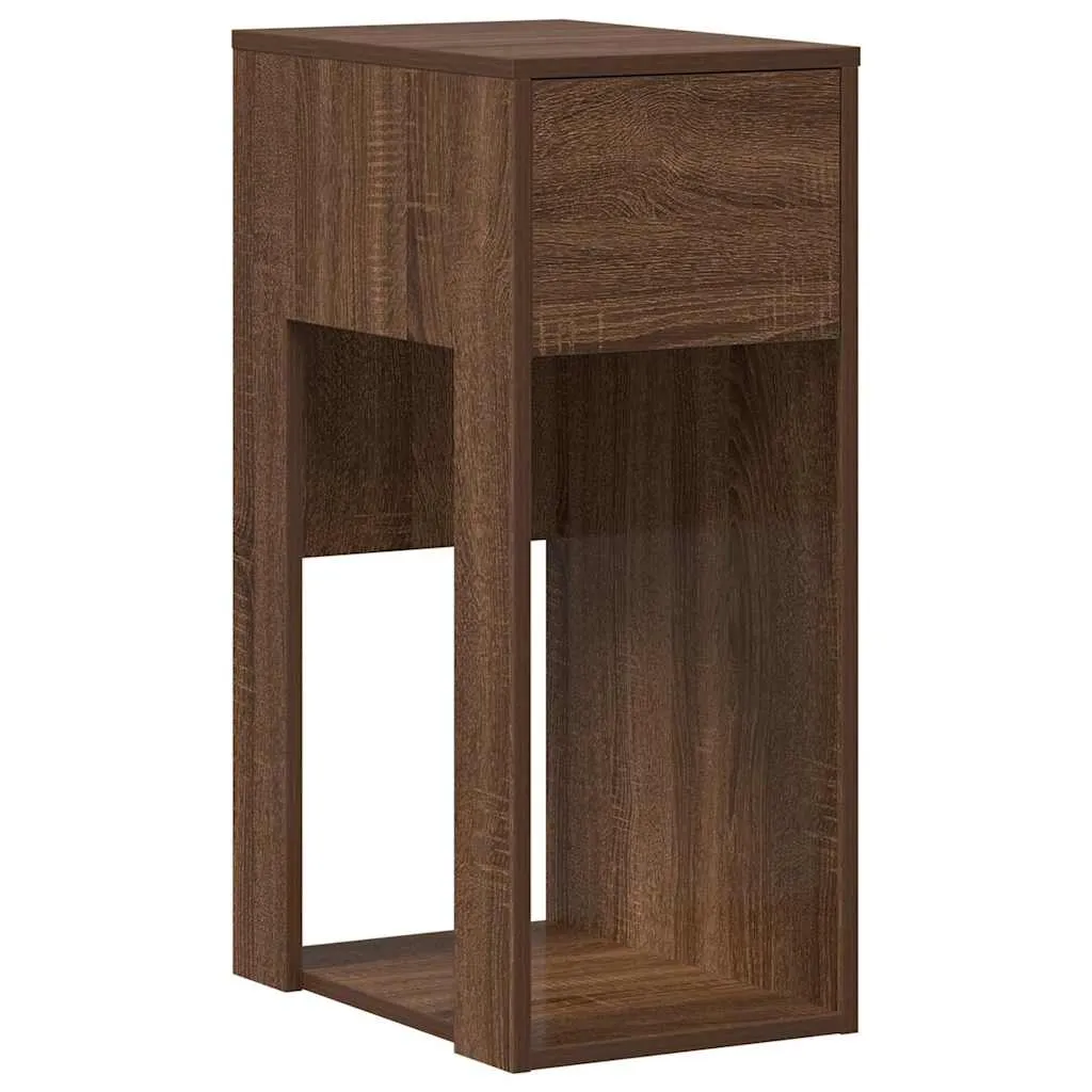 Computer Tower Stand with Drawer Brown Oak 30x44x74 cm