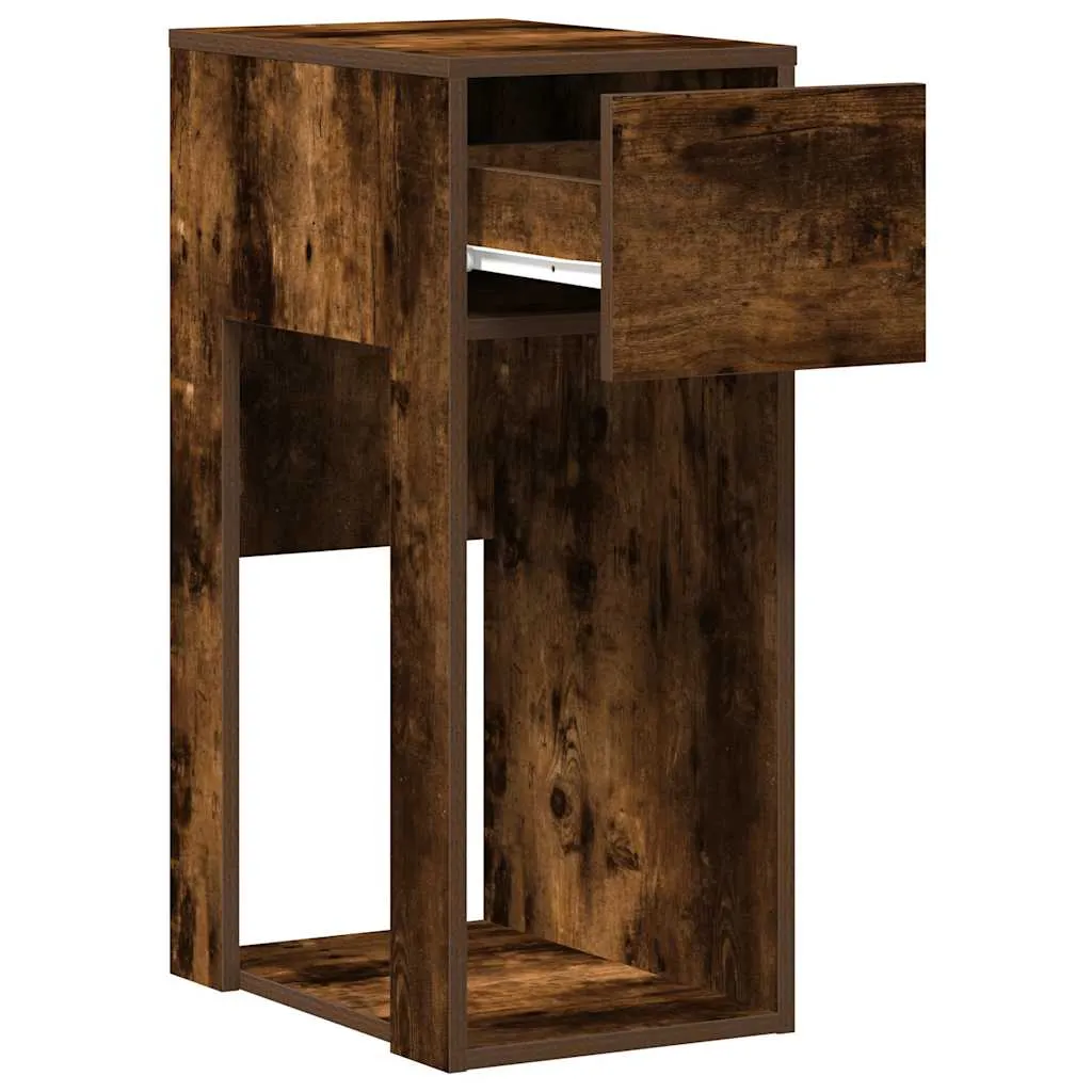 Computer Tower Stand with Drawer Smoked Oak 30x44x74 cm