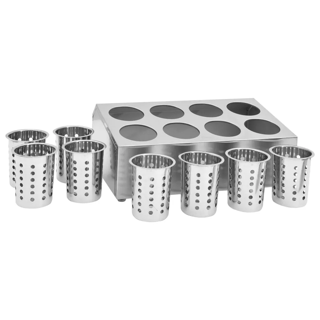 Cutlery Holder 8 Grids Rectangular Stainless Steel