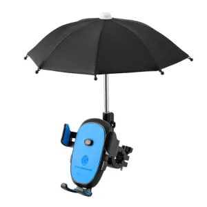 CYCLINGBOX BG-2935 Bicycle Mobile Phone Bracket With Umbrella Waterproof Navigation Electric Car Mobile Phone Frame, Style: Handlebar Installation (Blue)