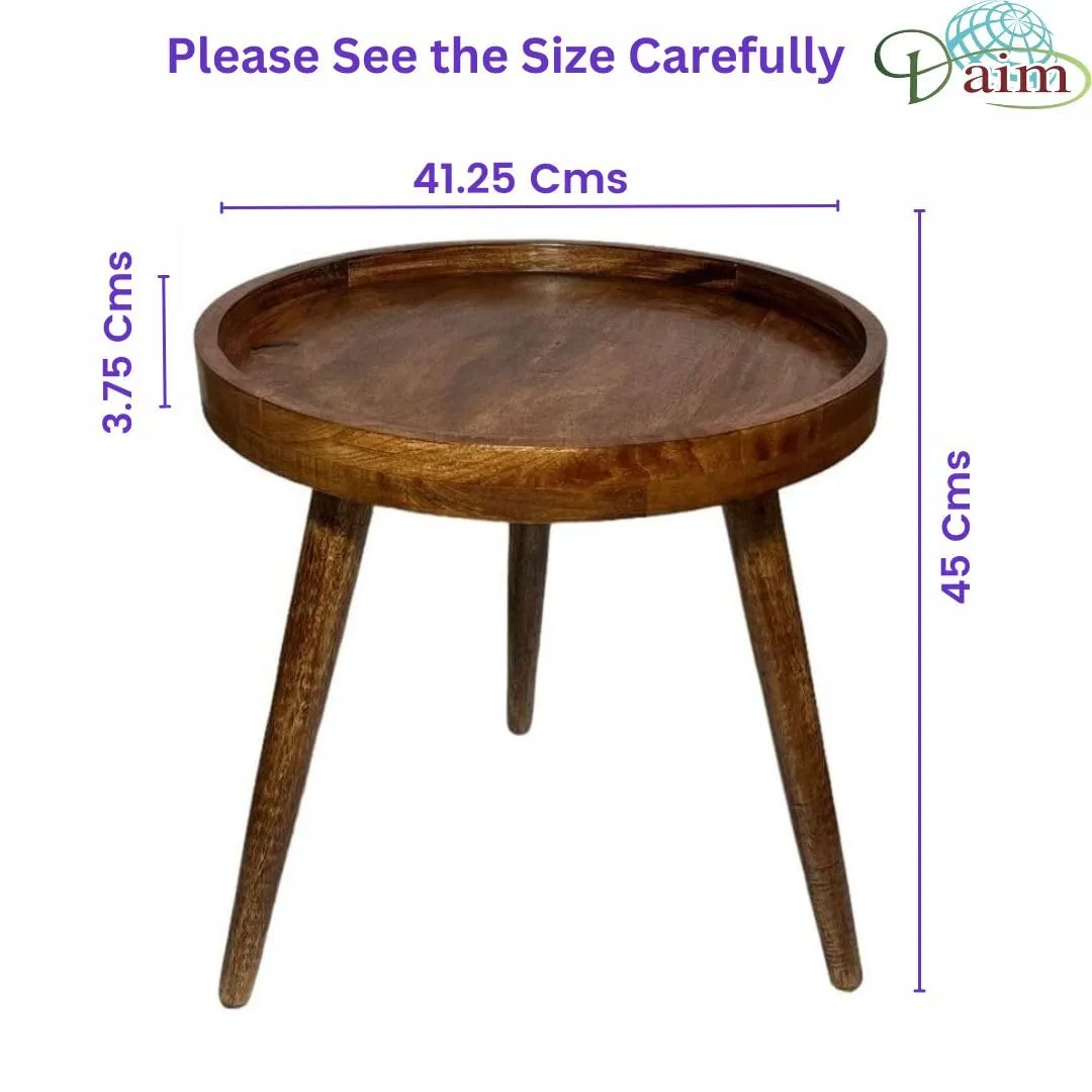 Daim Beautiful Wooden Fold-Able Side Table/End Table/Coffee Table/Center Table/Plant Stand/Bed Side Table/Snack Serving Table/Stool/Living Room Furniture