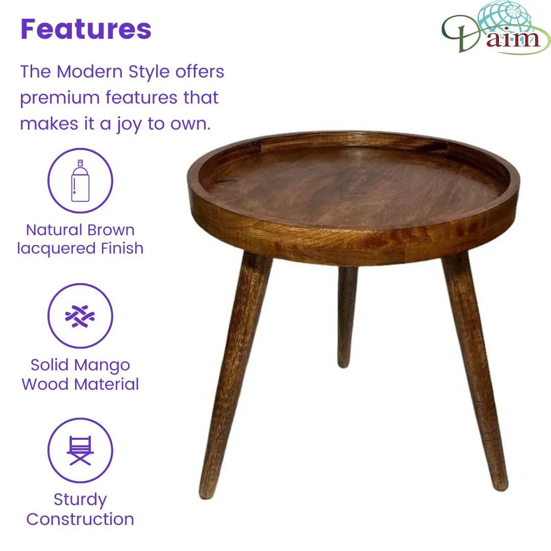 Daim Beautiful Wooden Fold-Able Side Table/End Table/Coffee Table/Center Table/Plant Stand/Bed Side Table/Snack Serving Table/Stool/Living Room Furniture