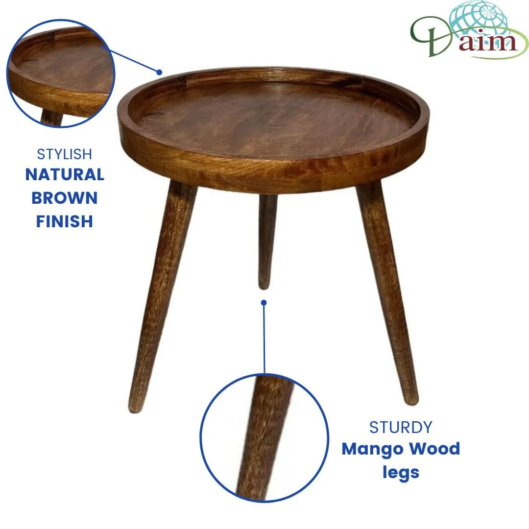 Daim Beautiful Wooden Fold-Able Side Table/End Table/Coffee Table/Center Table/Plant Stand/Bed Side Table/Snack Serving Table/Stool/Living Room Furniture