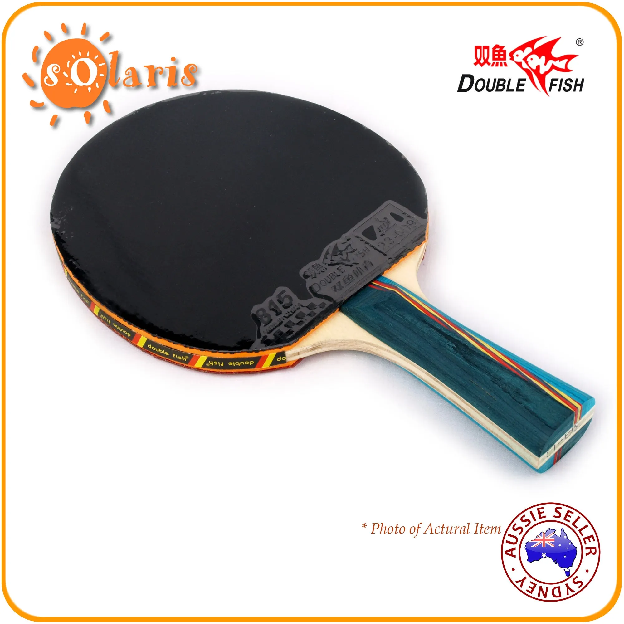 Double Fish 3A Table Tennis Bat Ping Pong Racket & 2 Balls Set Shakehand Handle