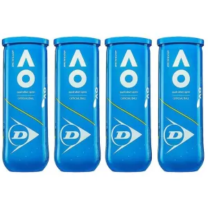 Dunlop Australian Open Tennis Ball Pack of 4 cans (12 balls)| Official Grand Slam Quality