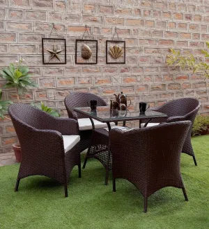 Dushtu Outdoor Patio Seating Set 4 Chairs and 1 Table Set (Dark Brown)