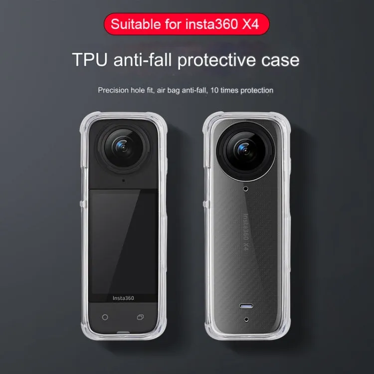 For Insta360 X4 Clear 1.5mm Soft TPU Protective Case With Hand Strap(Transperant)