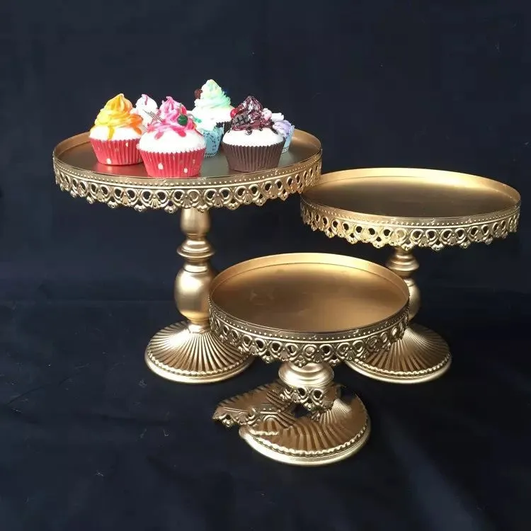 Golden Metal Wrought Iron Cake Stand