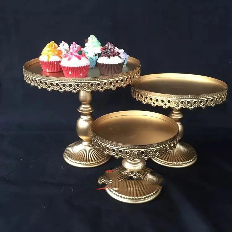 Golden Metal Wrought Iron Cake Stand