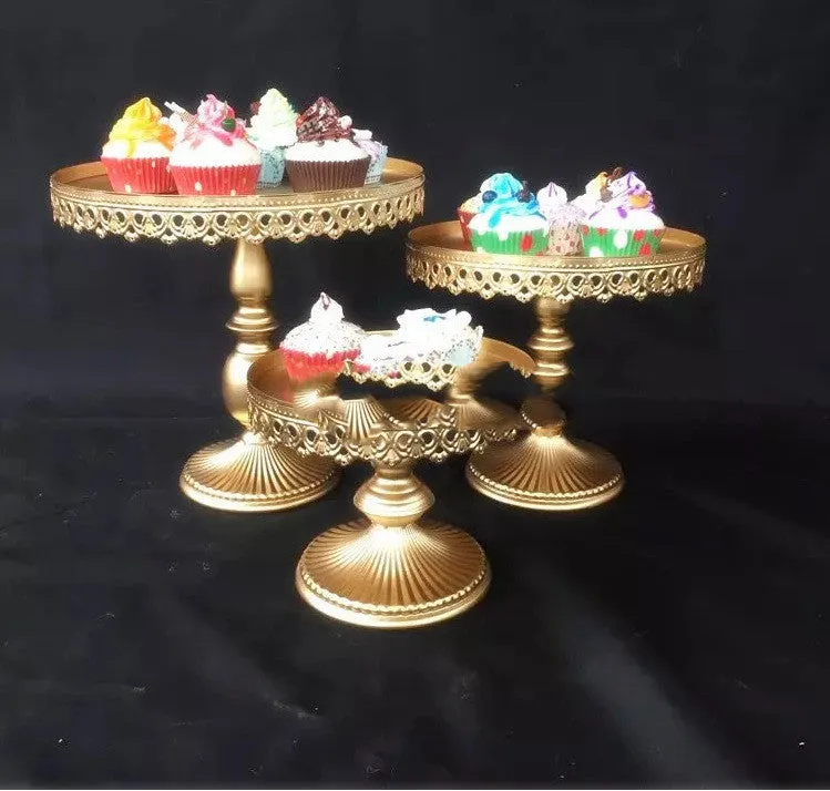 Golden Metal Wrought Iron Cake Stand