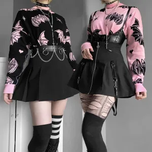 Gothic Bat Love Heart Pullover Sweater - Embrace the Dark Romance! 🦇💔