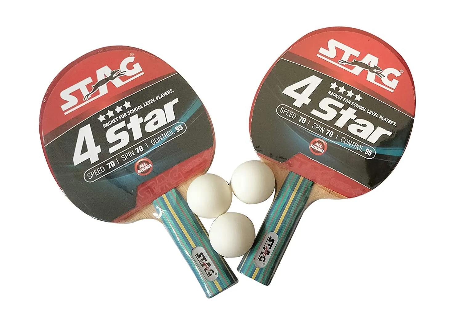 Iconic 4 Star Professional Table Tennis (T.T) Set| Premium ITTF Approved Rubber- Table Tennis Rackets and T.T Balls Included| All-in-One Ping Pong Paddle Playset - Table Game Acceories