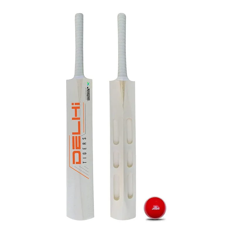 Jaspo Delhi Tigers Scoop Poplar Willow Full Size Cricket Bat (Wood) with Soft T-20 ball | 15  Years