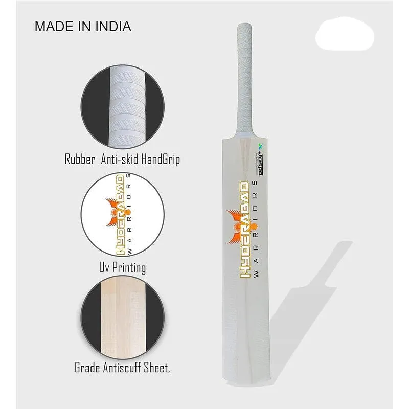 Jaspo Hyderabad Warriors Scoop Bat Poplar Willow Cricket Bat Full Size(Wood) | (1 Bat with 1 Soft T-20 ball) | 12  Years