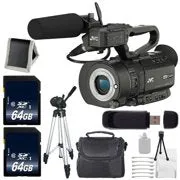 JVC GY-LS300 4KCAM Handheld S35mm Camcorder (International Model) (Body Only)   64GB Memory Card Advanced Bundle