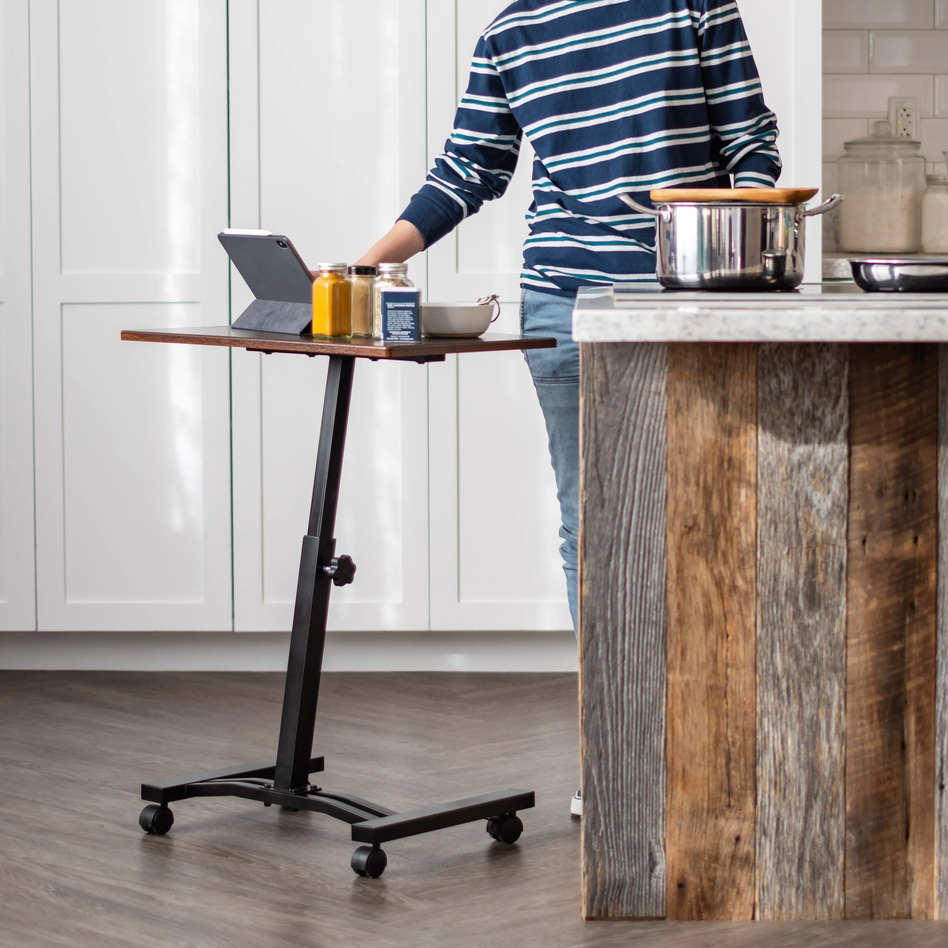 Laptop Cart Adjustable Height Table - Brown