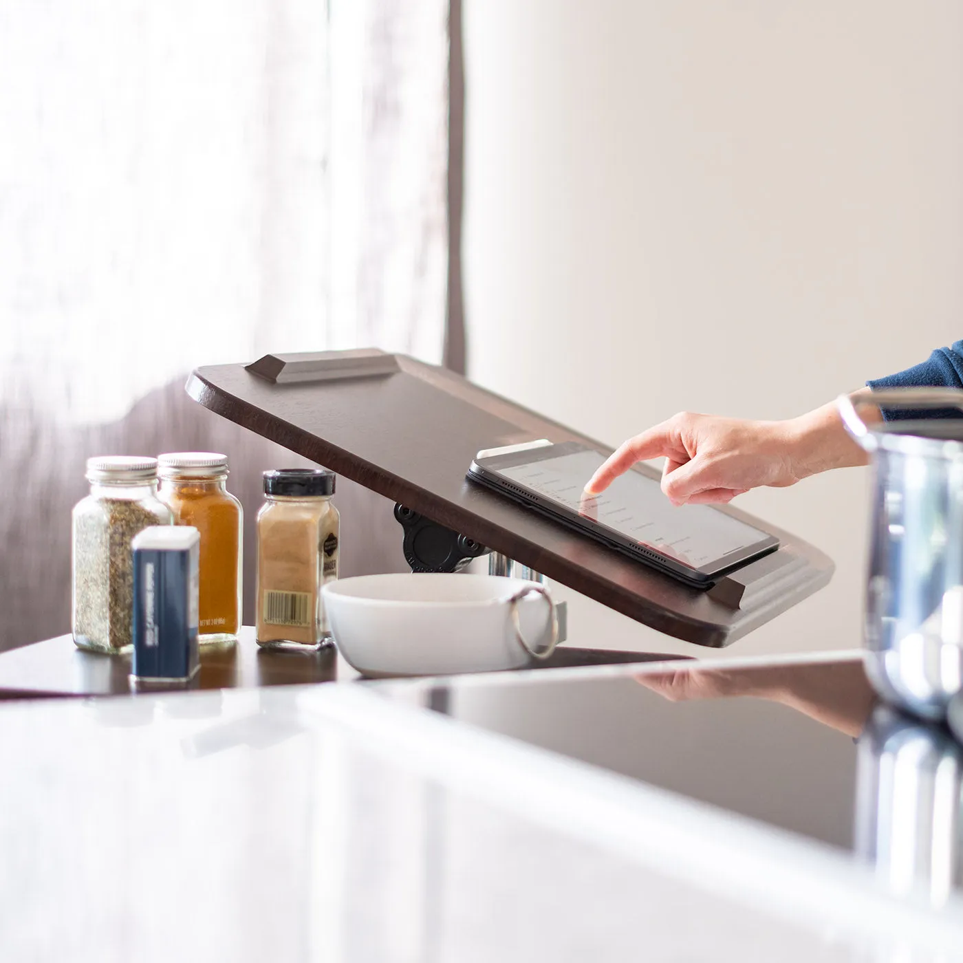 Laptop Cart Adjustable with Side - Brown