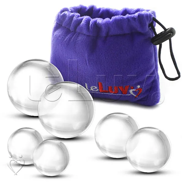 LeLuv Glass Ben-Wa Balls Classic Kegel Exercisers Small, Medium and Large Pairs