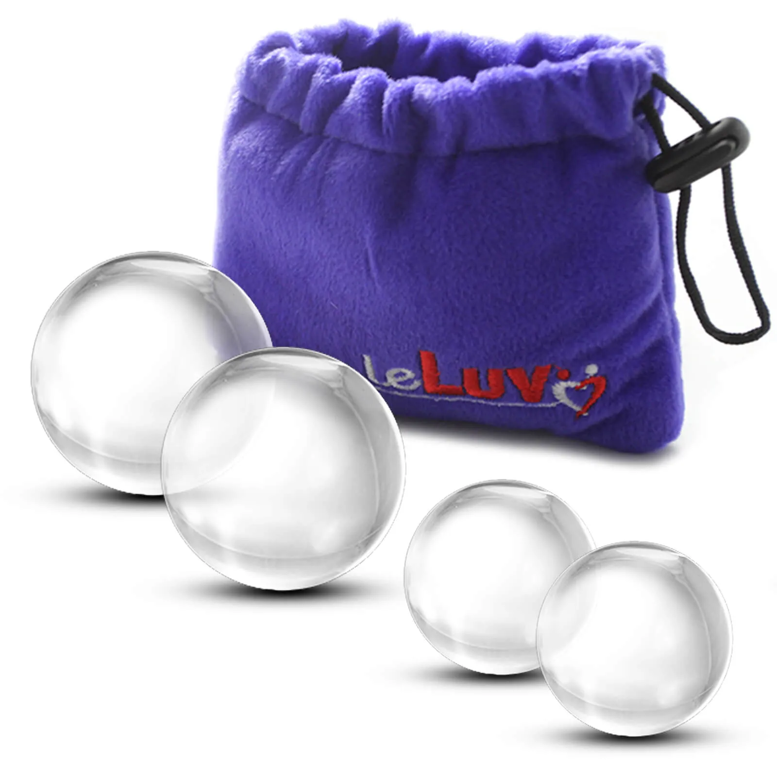 LeLuv Glass Ben-Wa Balls Classic Kegel Exercisers Small, Medium and Large Pairs