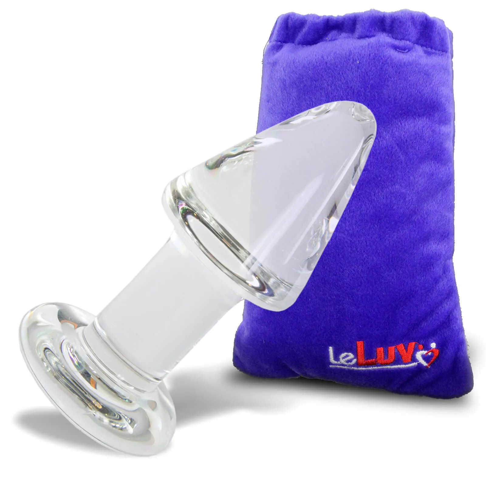 LeLuv Glass Clear Kink 3 Piece Gift Set Dildos & Butt Plug