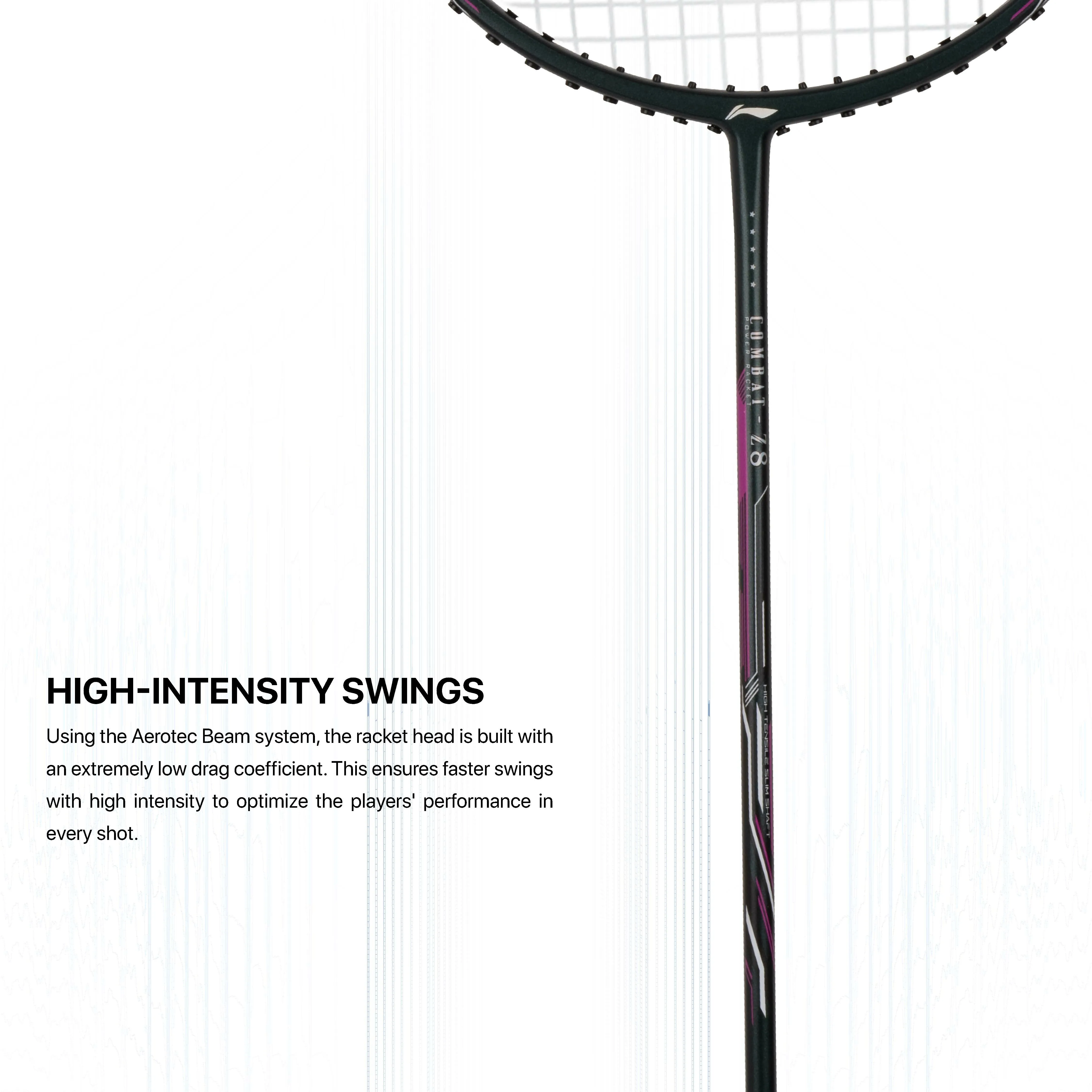 Li-Ning Combat Z8 Strung Badminton Racquet (Grey / Pink)