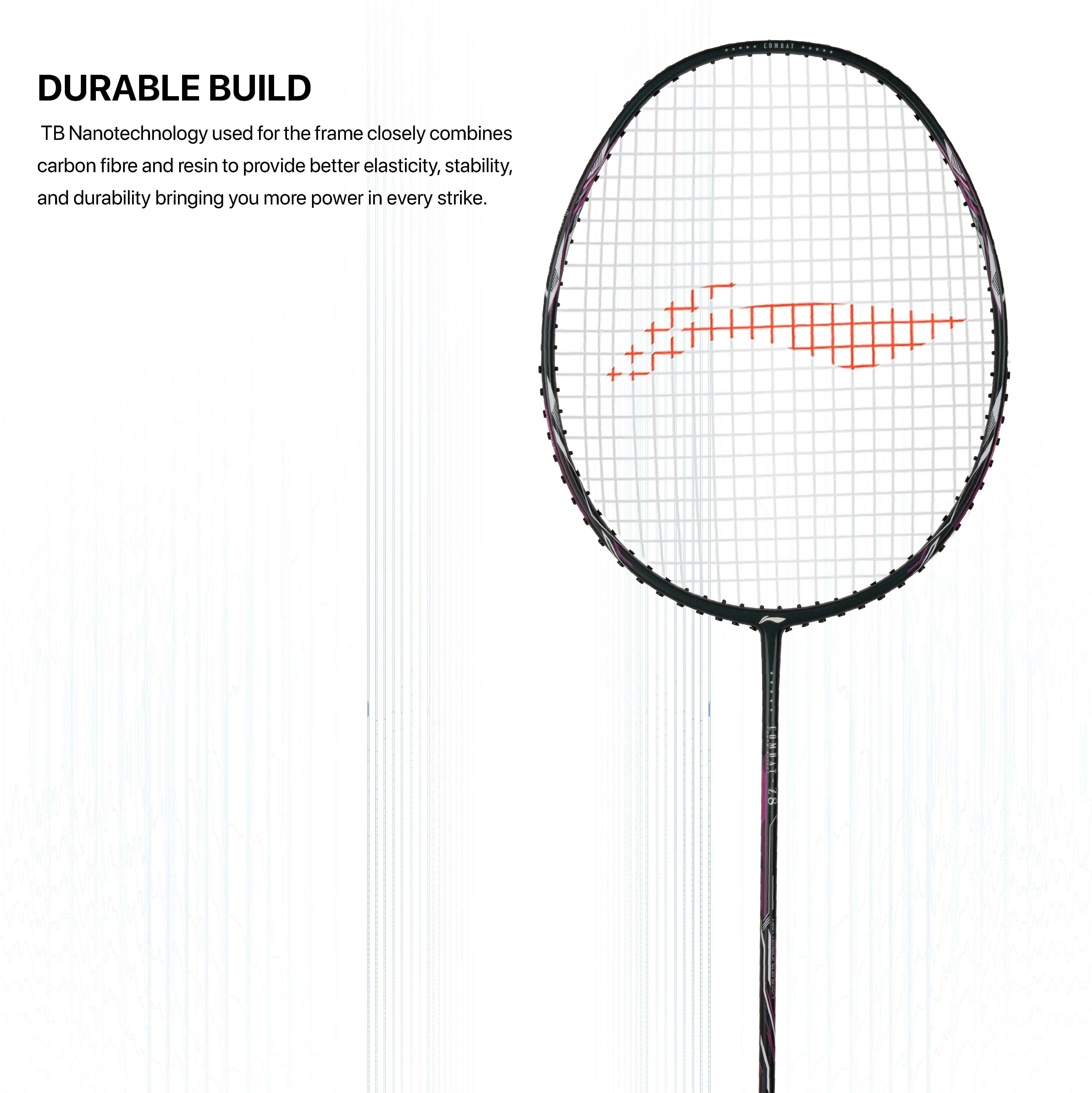 Li-Ning Combat Z8 Strung Badminton Racquet (Grey / Pink)